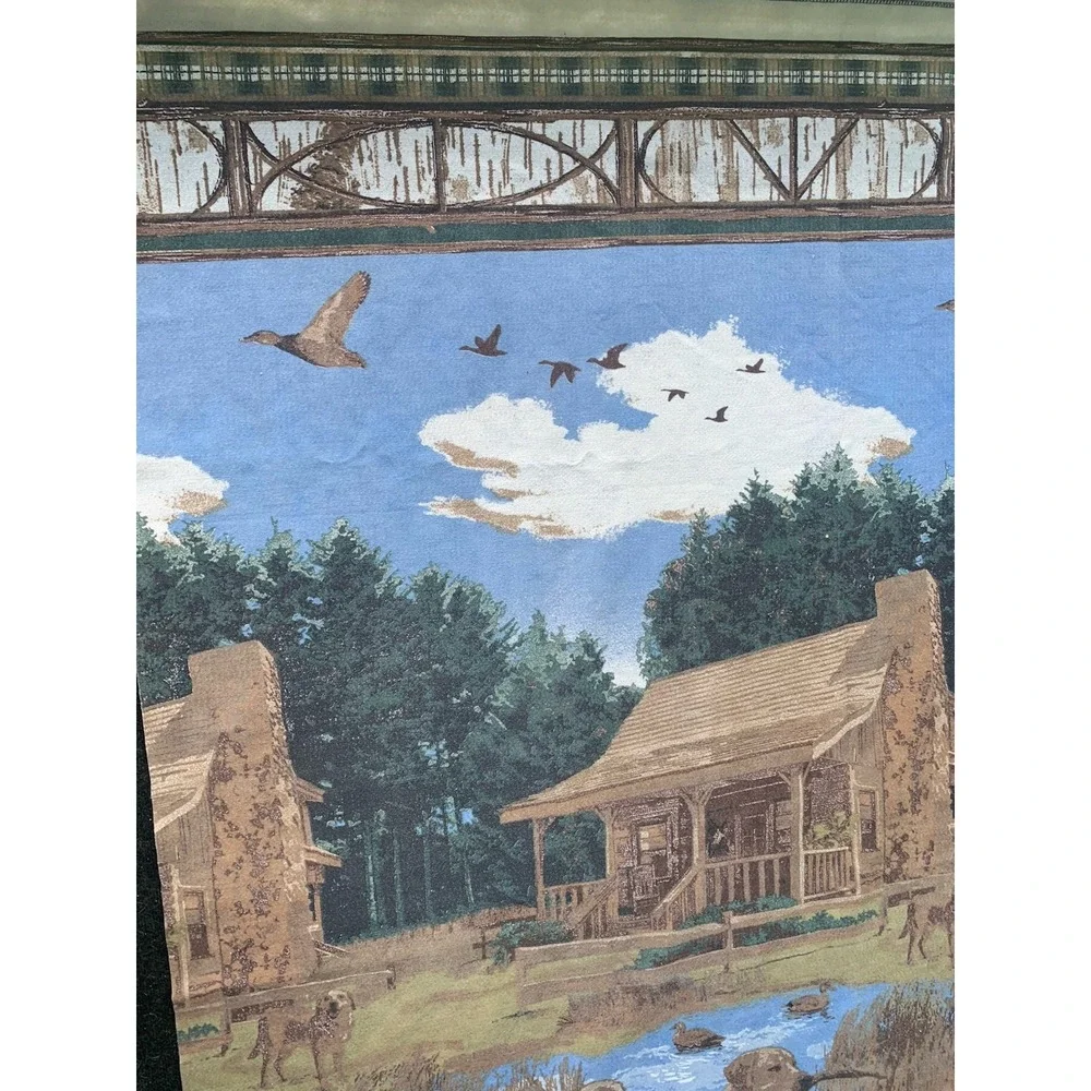 vintage throw blanket Tapestry Blanket Dogs Cabin Setting With Birds 7.5 X 6 Ft